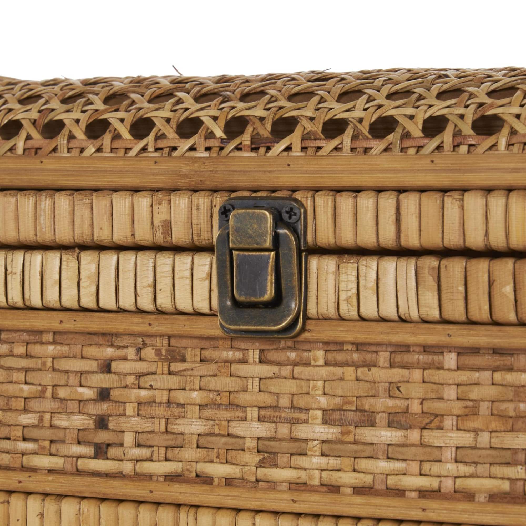 Brown Rattan Handmade Woven Storage Box with Curved Tops & Wrapped Edges, 2ct.